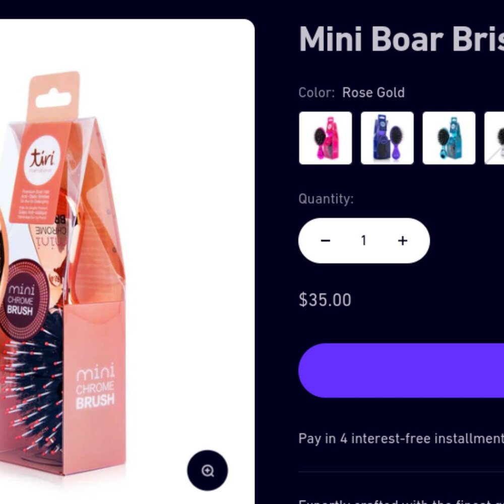 TIRI PRO Mini Chrome Boar Bristle Hair Brush Pink NWT - Picture 4 of 8